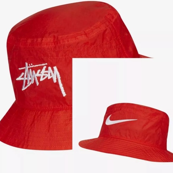 Nike x Stussy Bucket Hat Habanero Red CT8411-634 -Size XS/S - Picture 1 of 5